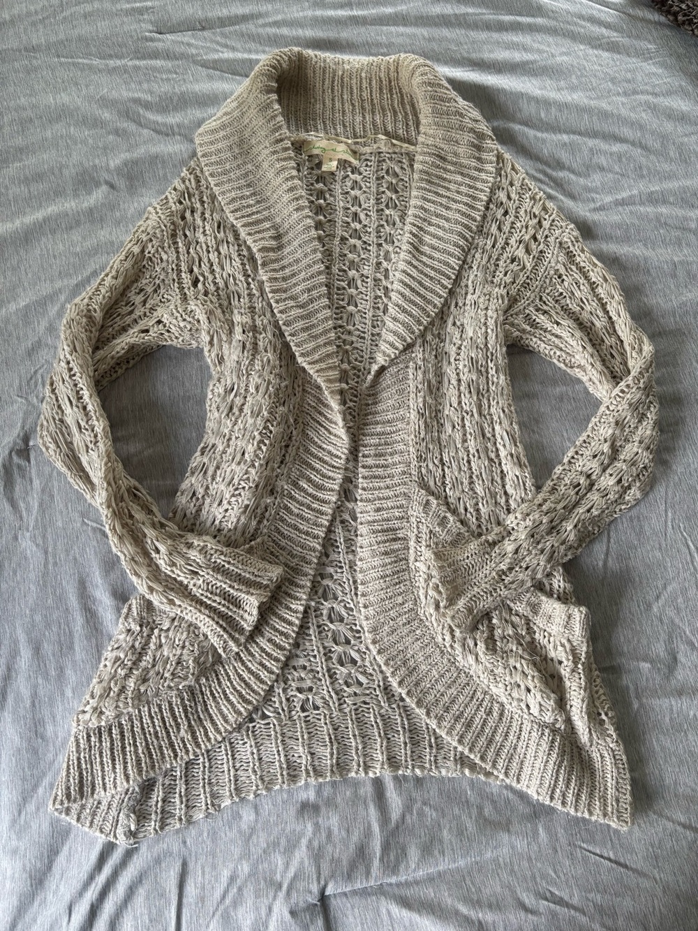 Staring at Stars Open-Front Shawl Collar Cardigan in Light Beige